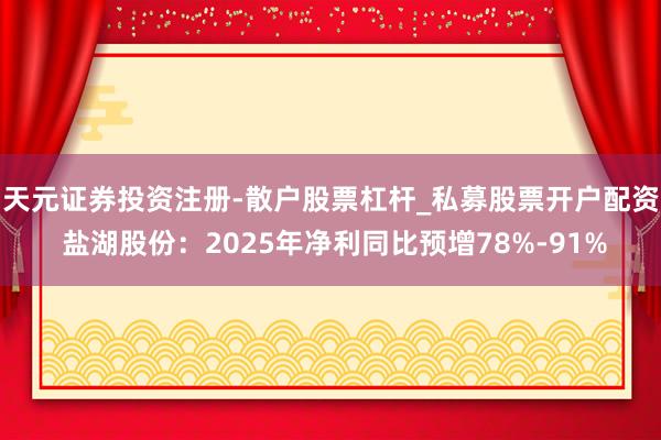 天元证券投资注册-散户股票杠杆_私募股票开户配资 盐湖股份：2025年净利同比预增78%-91%
