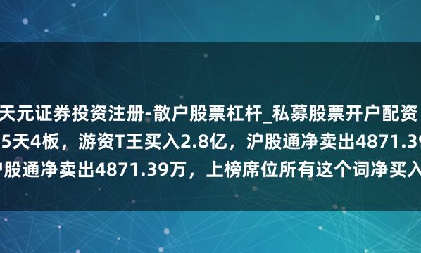 天元证券投资注册-散户股票杠杆_私募股票开户配资 A股龙虎榜 | 大位科技5天4板,游资T王买入2.8亿,沪股通净卖出4871.39万,上榜席位所有这个词净买入1.06亿