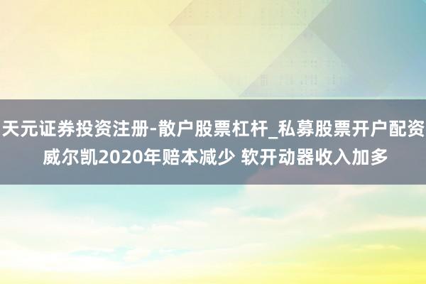 天元证券投资注册-散户股票杠杆_私募股票开户配资 威尔凯2020年赔本减少 软开动器收入加多